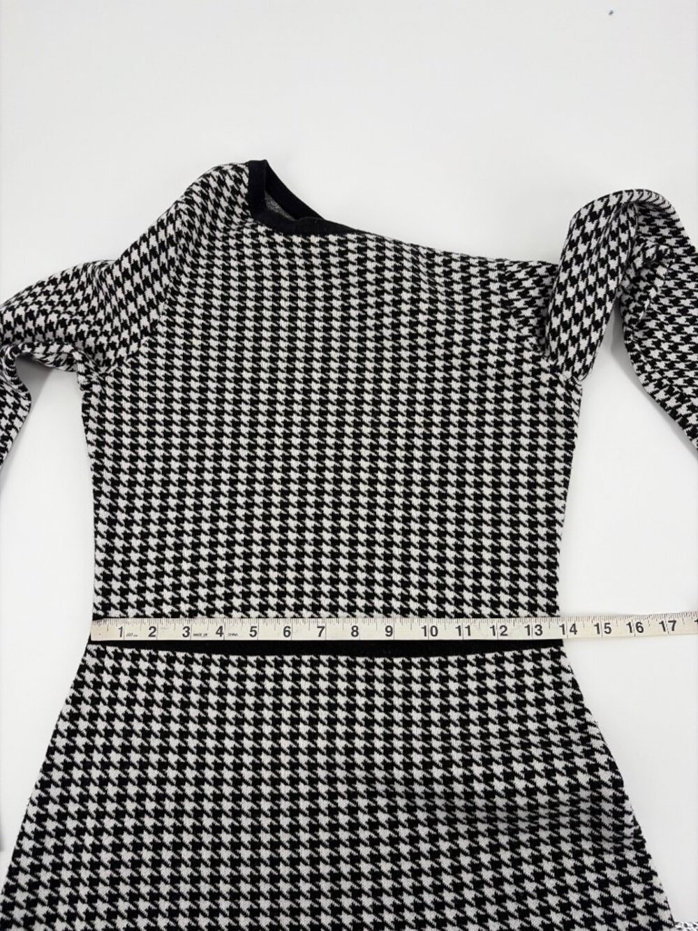 Mixt Heidi Weisel Womens Large Houndstooth Knit Long-Sleeve A-Line Dress Punk - Picture 8 of 9